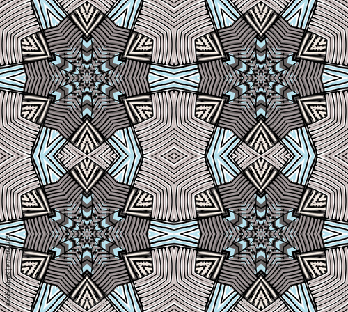 Seamless striped vector pattern. Vintage colored decorative repainting background with tribal and ethnic motifs. Abstract geometric roughly hatched shapes colored with hand drawn brush stokes.