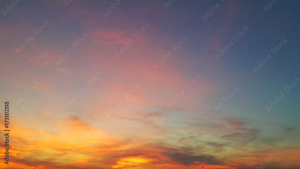 Colorful sunset sky and clouds as natural background