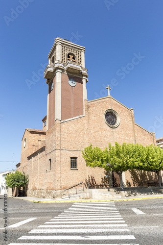 San Miguel Arcangel church in Bell-lloc de Urgell town, province of Lleida, Spain photo