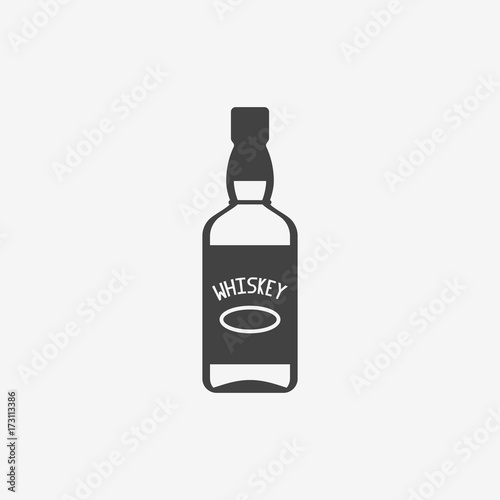 Bottle of whiskey monochrome icon. Vector illustration.
