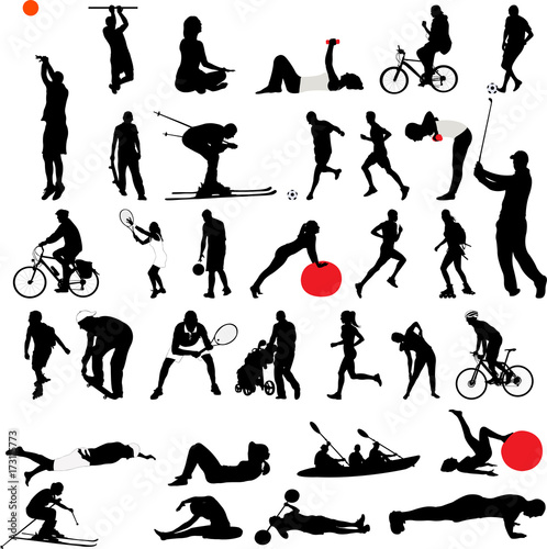 sport and recreation collection silhouettes - vector