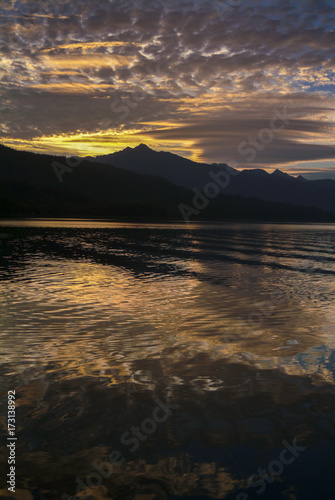 Beautiful Sunset in Southeast Alaska. A gorgeous sunset while traveling through the inside passage and the thousands of islands between Sitka and Wrangell  Alaska. 