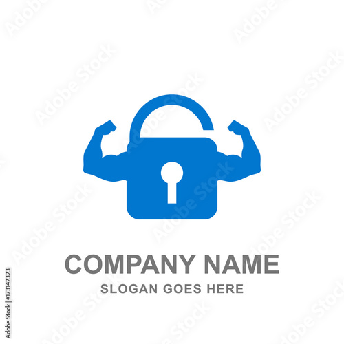 Strong Protection Key Lock Padlock Logo Vector Icon