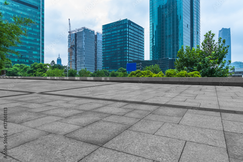 modern building and empty pavement, shanghai, china.. modern building and empty pavement, shanghai, china..