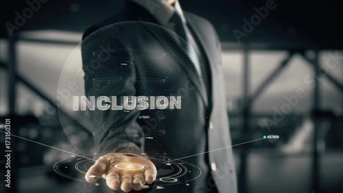 Inclusion with hologram businessman concept photo