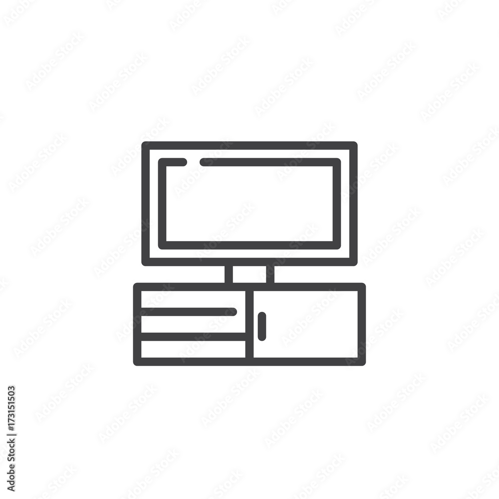 Tv line icon, outline vector sign, linear style pictogram isolated on white. television symbol, logo illustration. Editable stroke Tv line icon, outline vector sign, linear style pictogram isolated on white. television symbol, logo illustration. Editable stroke