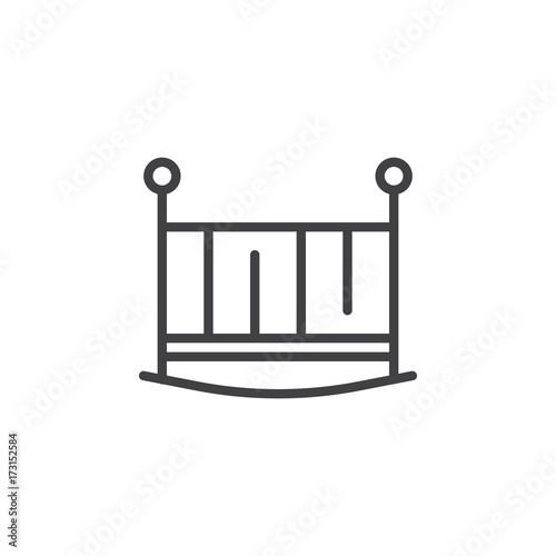Crib line icon, outline vector sign, linear style pictogram isolated on white. Symbol, logo illustration. Editable stroke