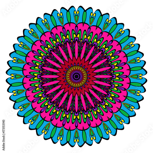 Mandala spiritual symbol. Decorative round ornament. Anti-stress therapy pattern. Hand drawn vector frame design.
