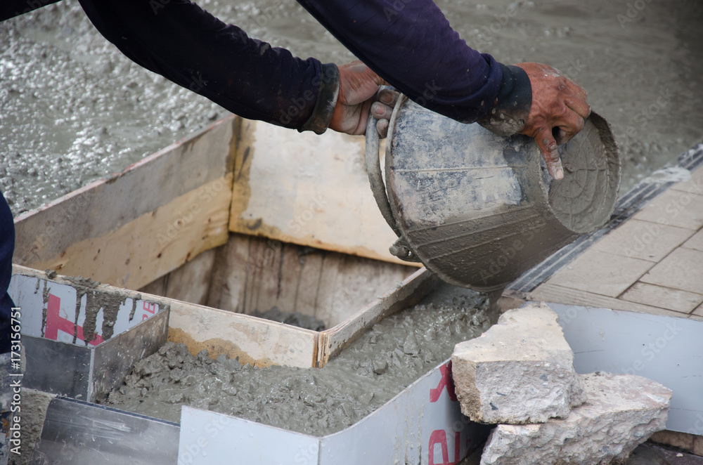 pouring of plaster pouring of plaster