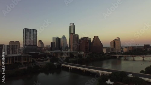 Wallpaper Mural Ascending aerial, Austin cityscape at sunset Torontodigital.ca