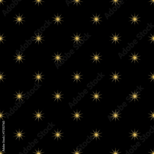 seamless  gold glitter star pattern on black background