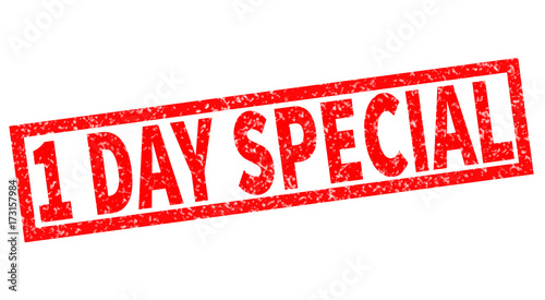 one day special red rubber stamp on white background. one day special sign.