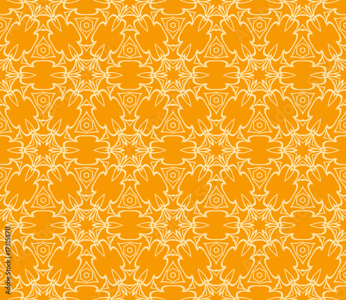 Seamless floral pattern. vector illustration. orange color. For design, wallpaper, background fills, fill, card, banner, flyer. Ethnic ornament photo