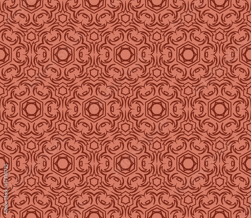 abstract seamless geometric pattern with floral shape. vector illustration. brown color