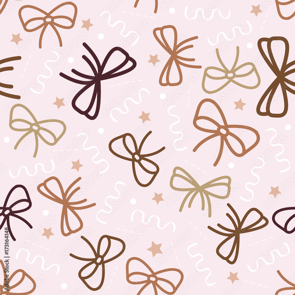 seamless pink ribbon with glitter confetti pattern background.eps