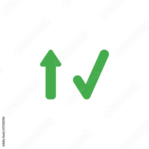 Flat design style vector concept of arrow up and check mark