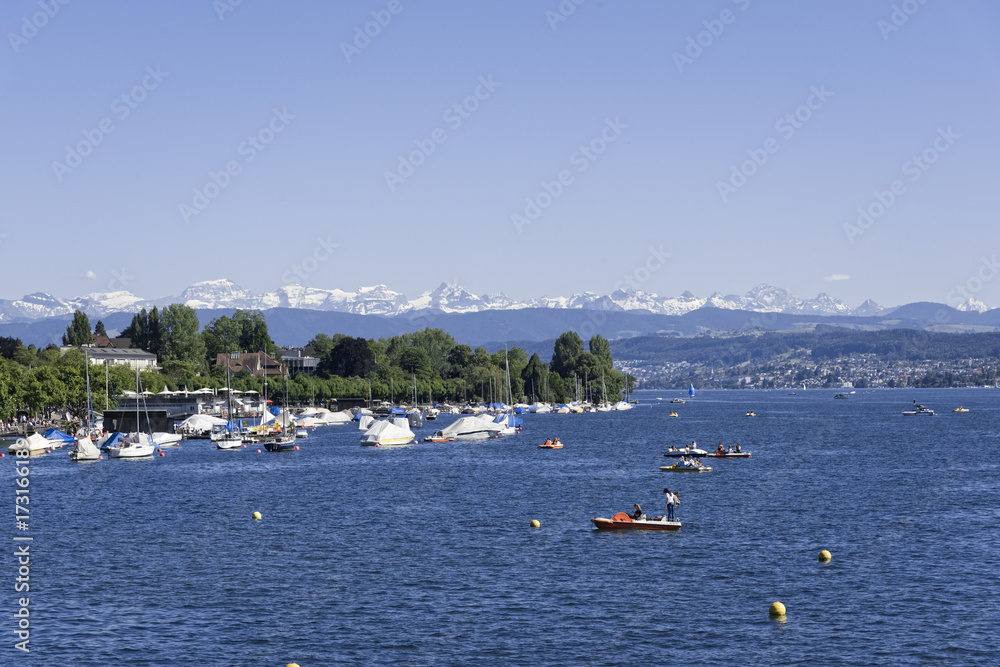 Small boats on Lake Zurich