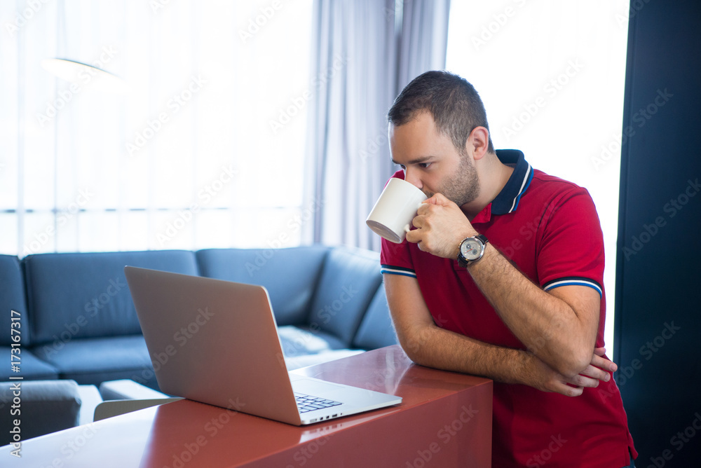 man drinking coffee enjoying relaxing lifestyle man drinking coffee enjoying relaxing lifestyle