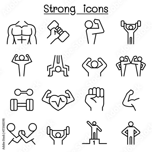 Strong icon set in thin line style