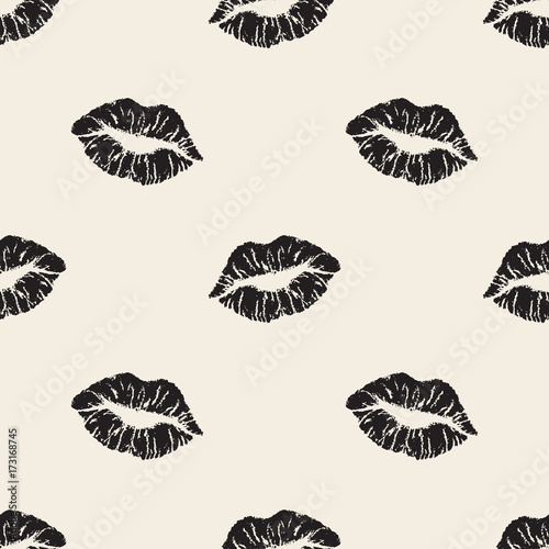 Obraz na płótnie seamless monochrome kiss lips pattern background w salonie