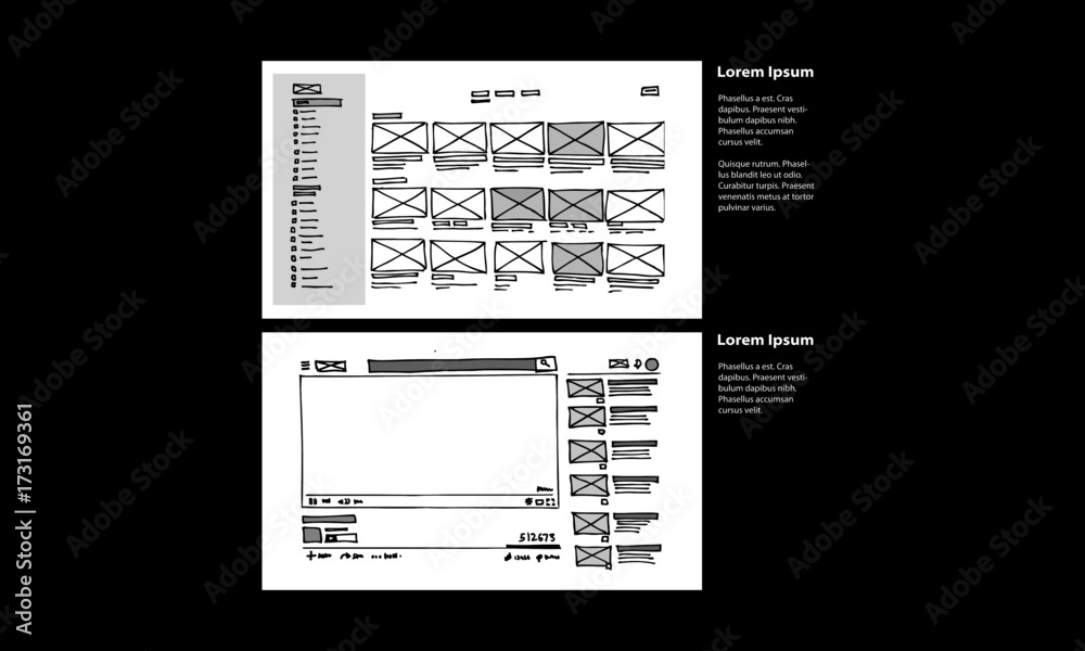 Website UI UX Design Hand Drawn Wire Frames