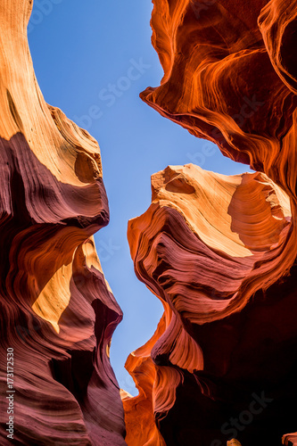 Sandstone rocks against the blue sky of Arizona