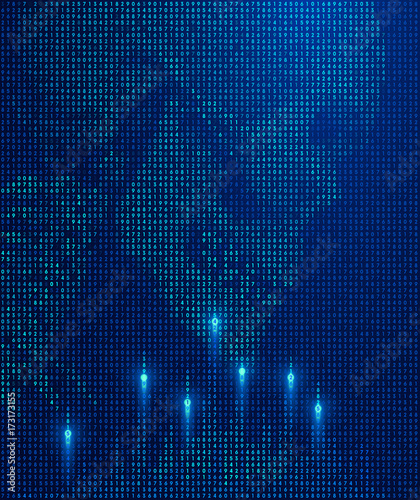 Human skull from the digits. The matrix of digits forms a skull and launch nuclear missiles. Apocalypse, end of the world, the total annihilation of humanity as a result of a hacker attack. VECTOR