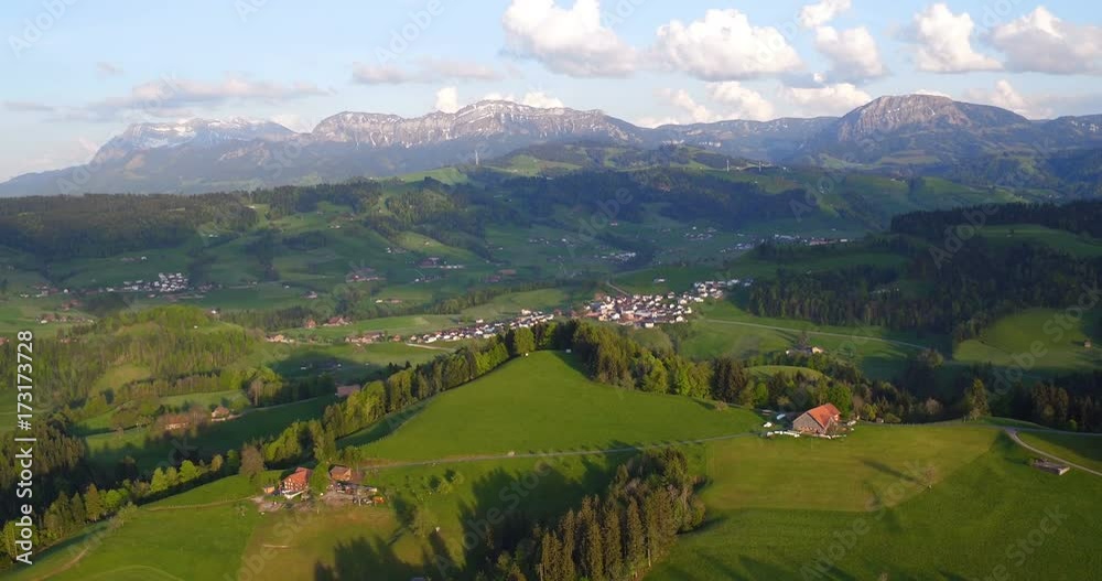 Aerial view of agriculture in the pre-Alps of Lucerne, Switzerland Aerial view of agriculture in the pre-Alps of Lucerne, Switzerland