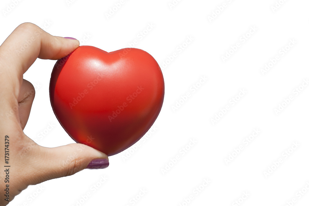 Heart in hand on white background isolated
