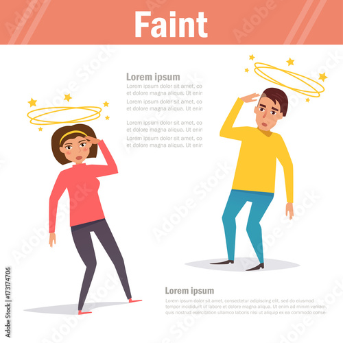 Faint. Vector. Cartoon. Isolated