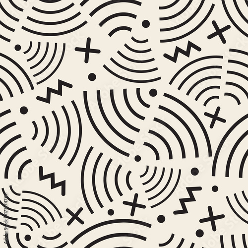 seamless monochrome geometric and line pattern background