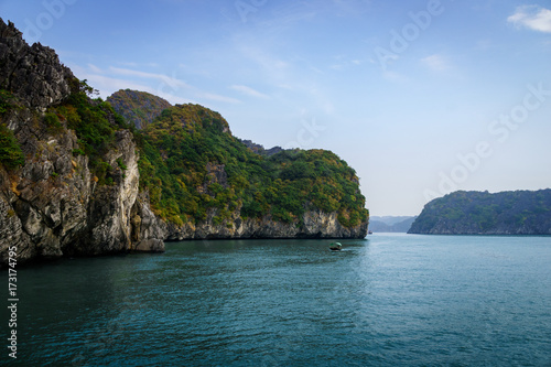 Halong bay dramatic landscape with karst islands. Ha Long Bay is UNESCO World Heritage Site and popular tourist destination © uskarp2
