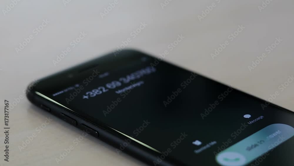 Incoming call and hanging up with a smartphone White, back-lit background.