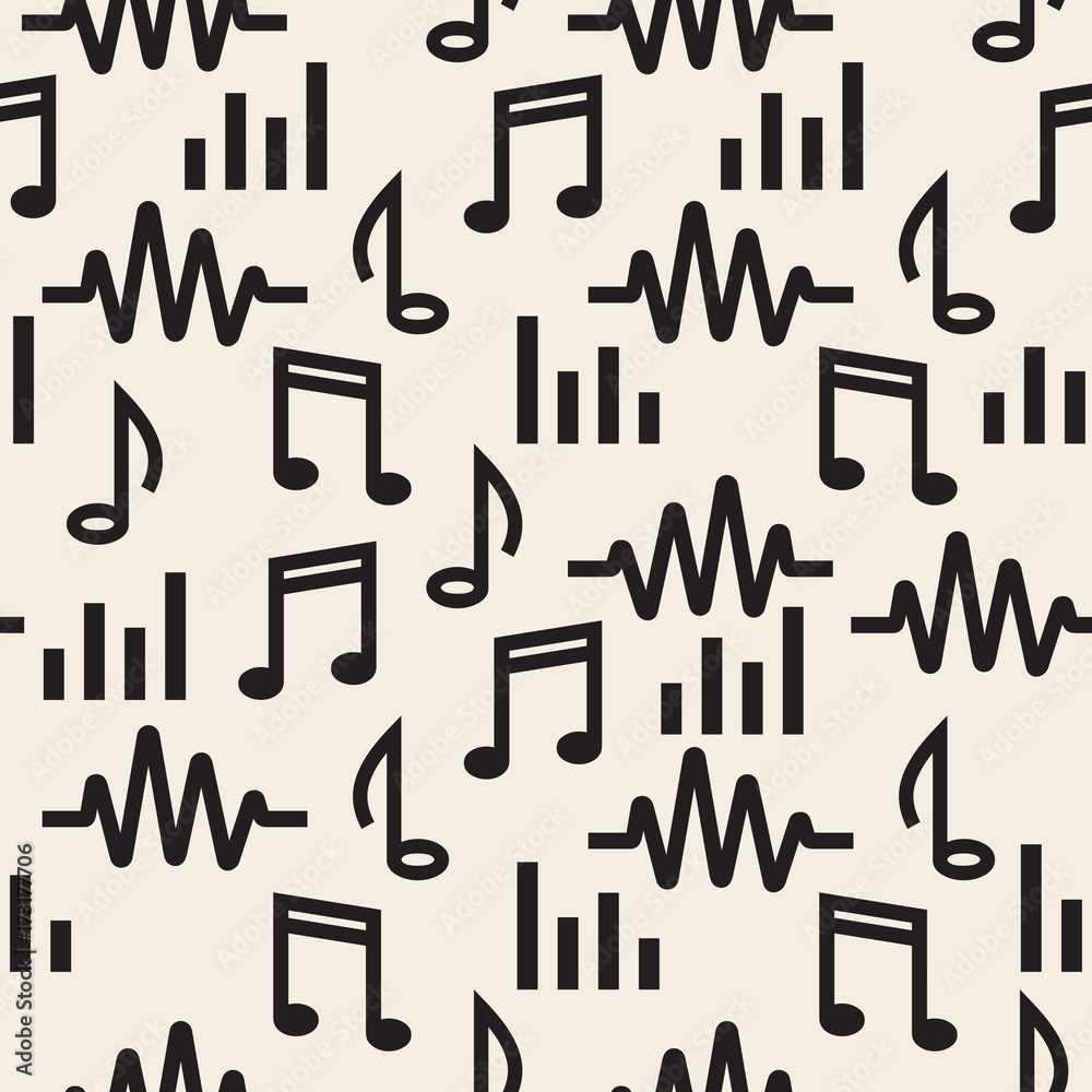 Fototapeta premium seamless monochrome music pattern background