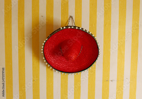 Mexican hat hanging on wall