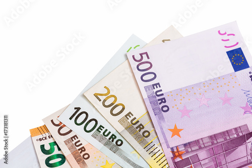 Euros located on white background.