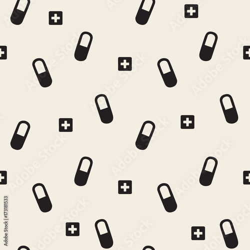 seamless monochrome medicine pattern background