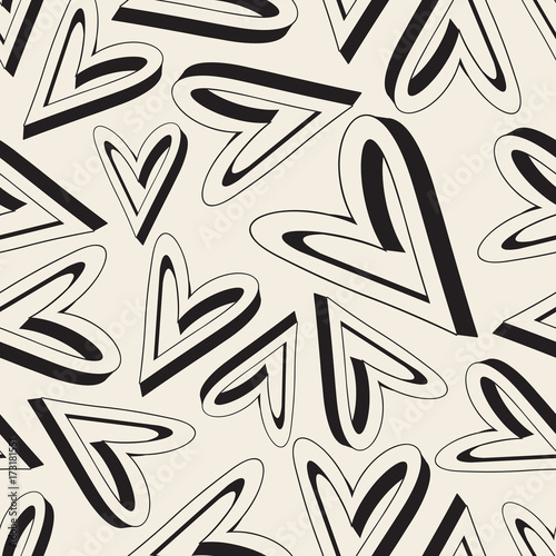 seamless monochrome heart pattern background
