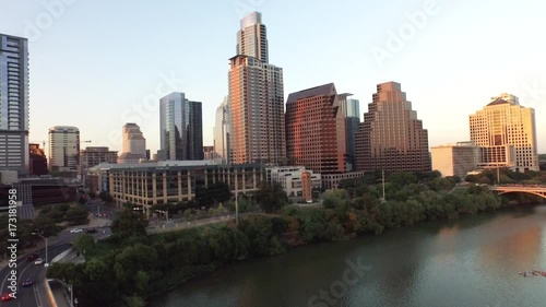 Aerial, skyscrapers in Austin, Texas