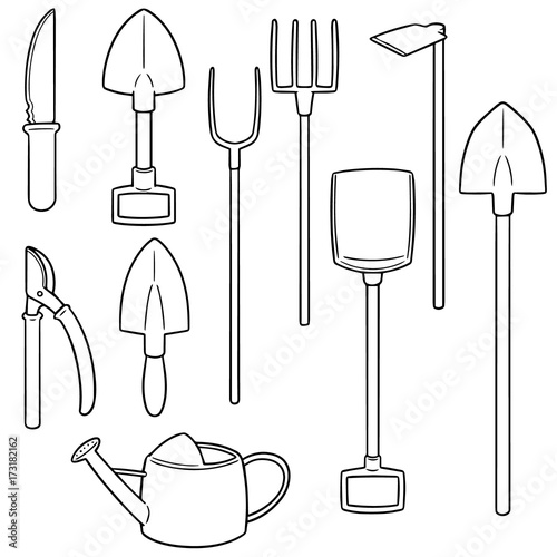 vector set of gardening tool