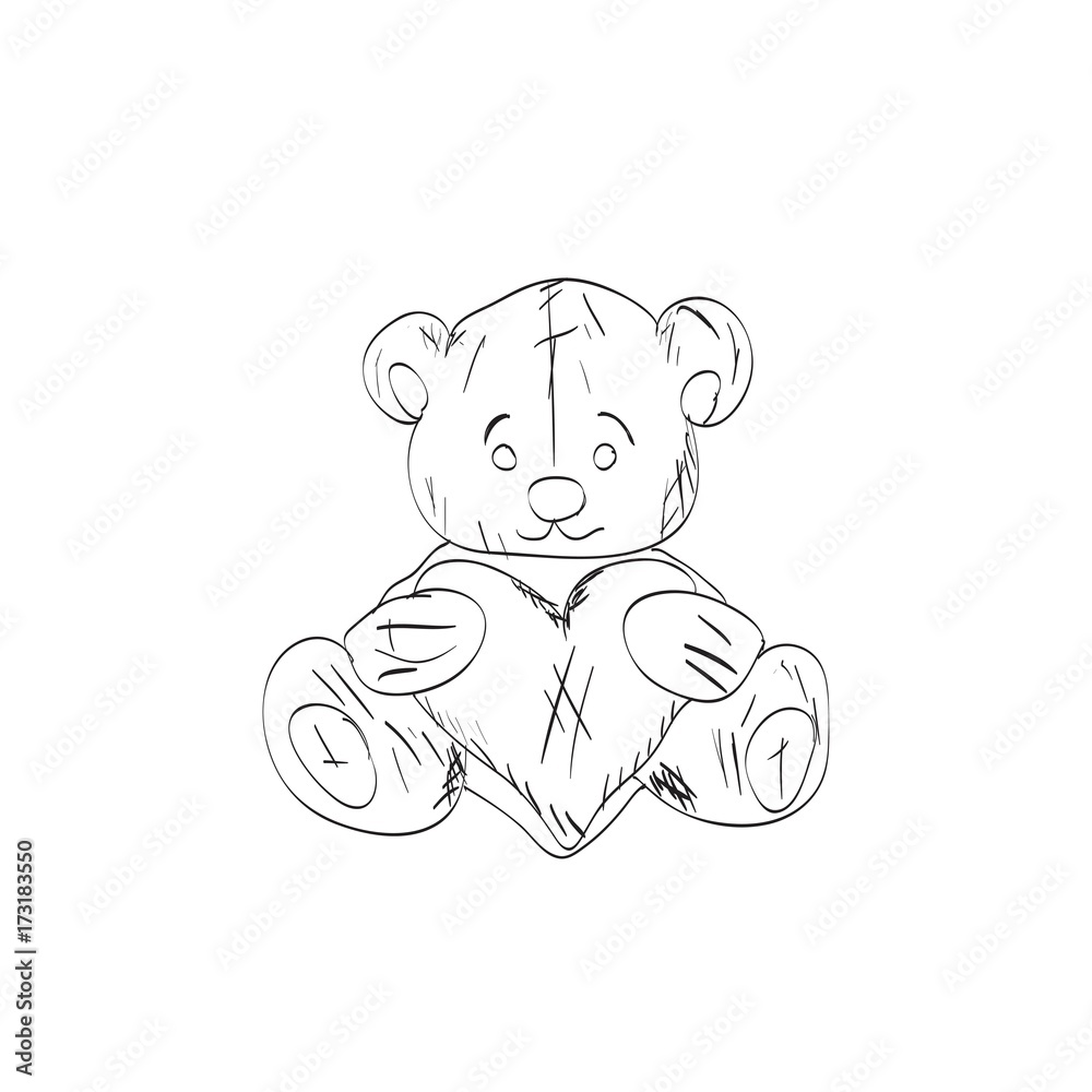 Teddy bear sketch. Drawing on a white background Teddy bear sketch. Drawing on a white background