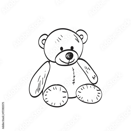 Teddy bear sketch. Drawing on a white background