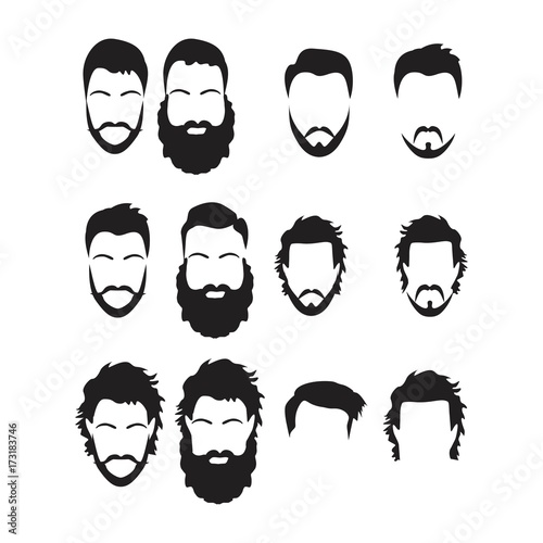 Hipster Vector Set, hair and beards,vector illustration set.
