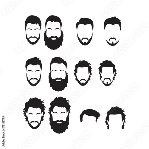 Hipster Vector Set, hair and beards,vector illustration set.