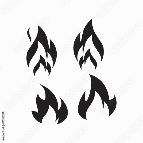 Fire flames  set icons