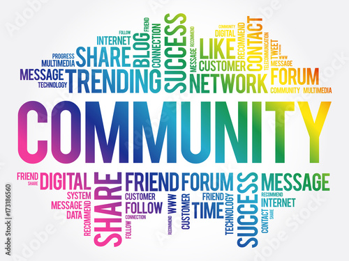 Community word cloud collage, business concept background