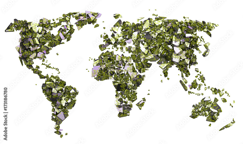 Planisfero in pezzi, pianeta distrutto, ecologia Planisfero in pezzi, pianeta distrutto, ecologia