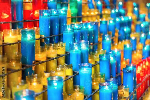 Many colorful candles