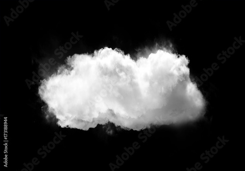 Single white cloud shape isolated over black background