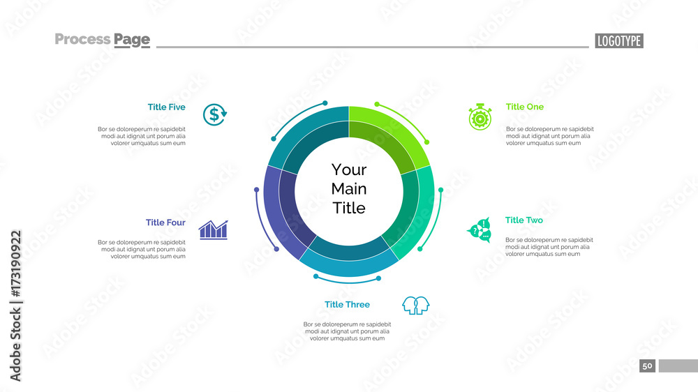 Five Components Diagram Slide Template Stock Vector Adobe Stock